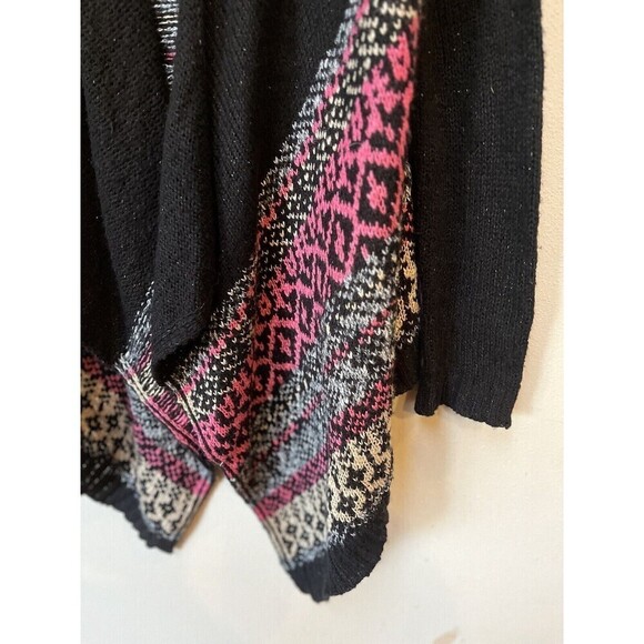 Finesse Knit Cardigan Black Pink Geometric Boho M - Picture 5 of 7